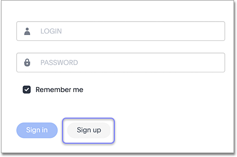 Sign up button in the ThoughtSpot login interface