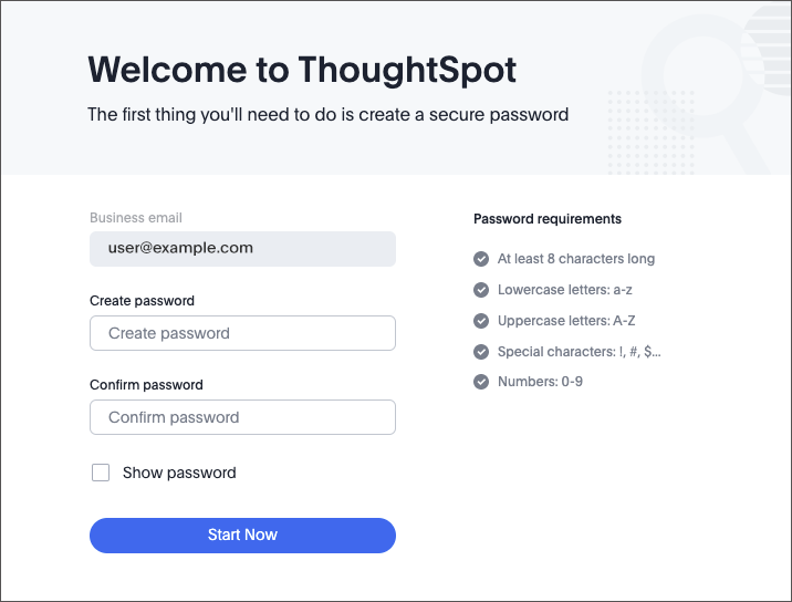 Welcome to ThoughtSpot screen