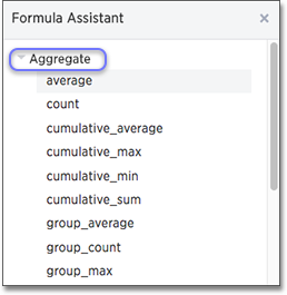 formula asst aggregate