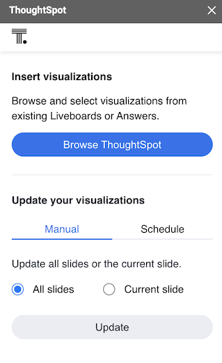 Manual update of elements on the slide.