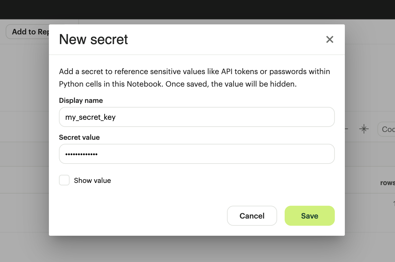 notebook secret create