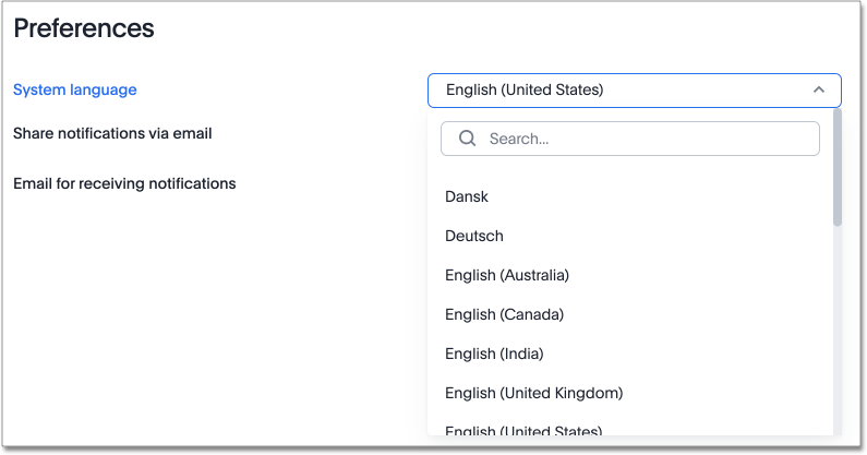 Set your system language from the profile