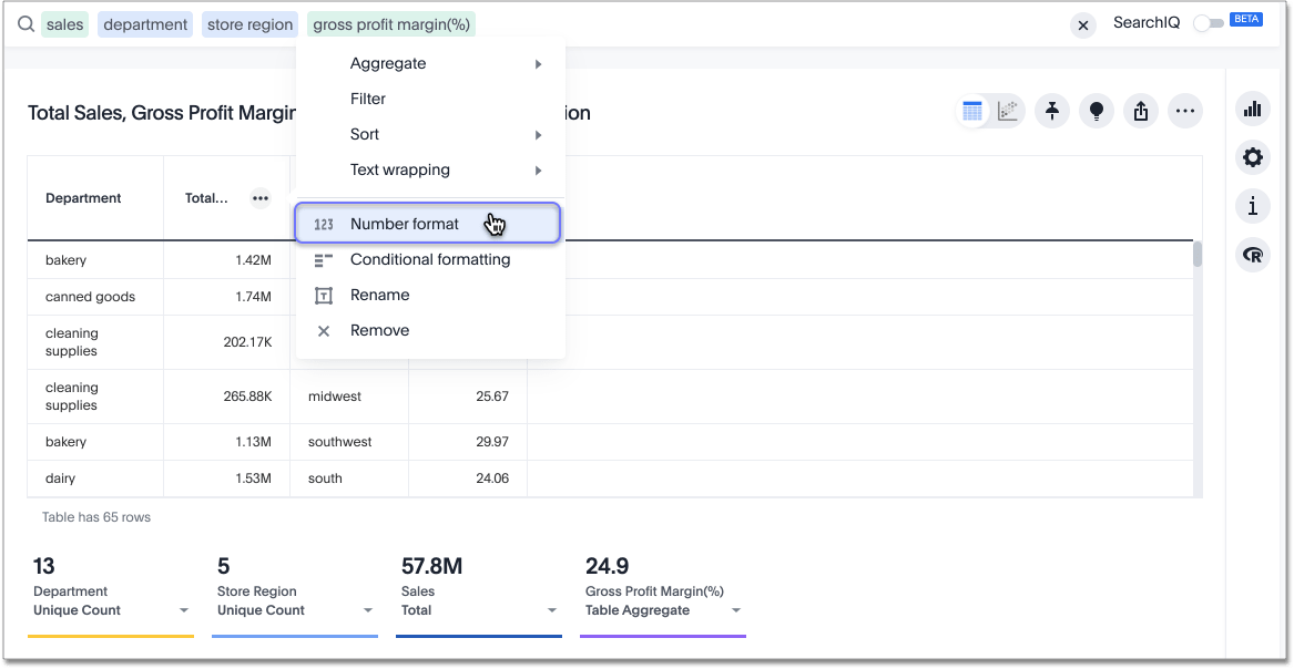 Click number formatting