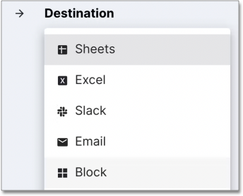 Select Block as destination type