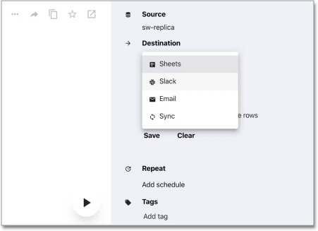 Select Email as destination