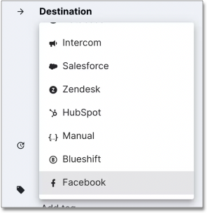 Select Facebook as Destination