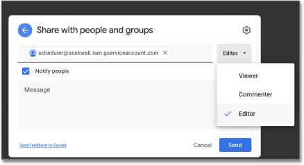 Include edit access in Google Sheets