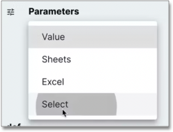 Choose Select as parameter type