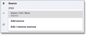 Change source to Sheets/CSV/Block