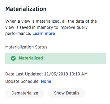 materialization dialog on