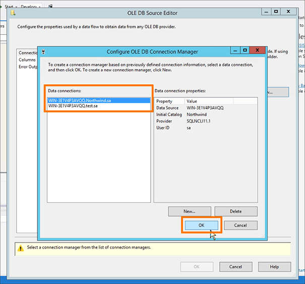 ssis ole db connection manager