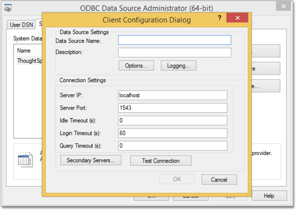 ODBC config dev source connect