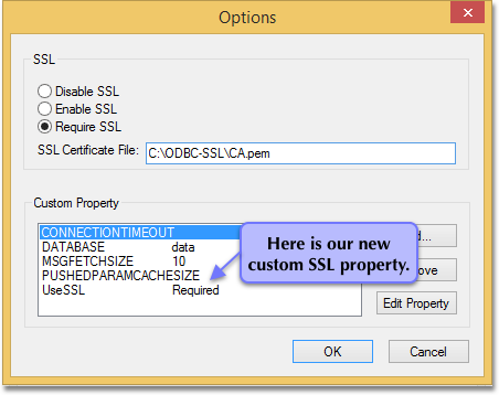 windows odbc custom SSL added