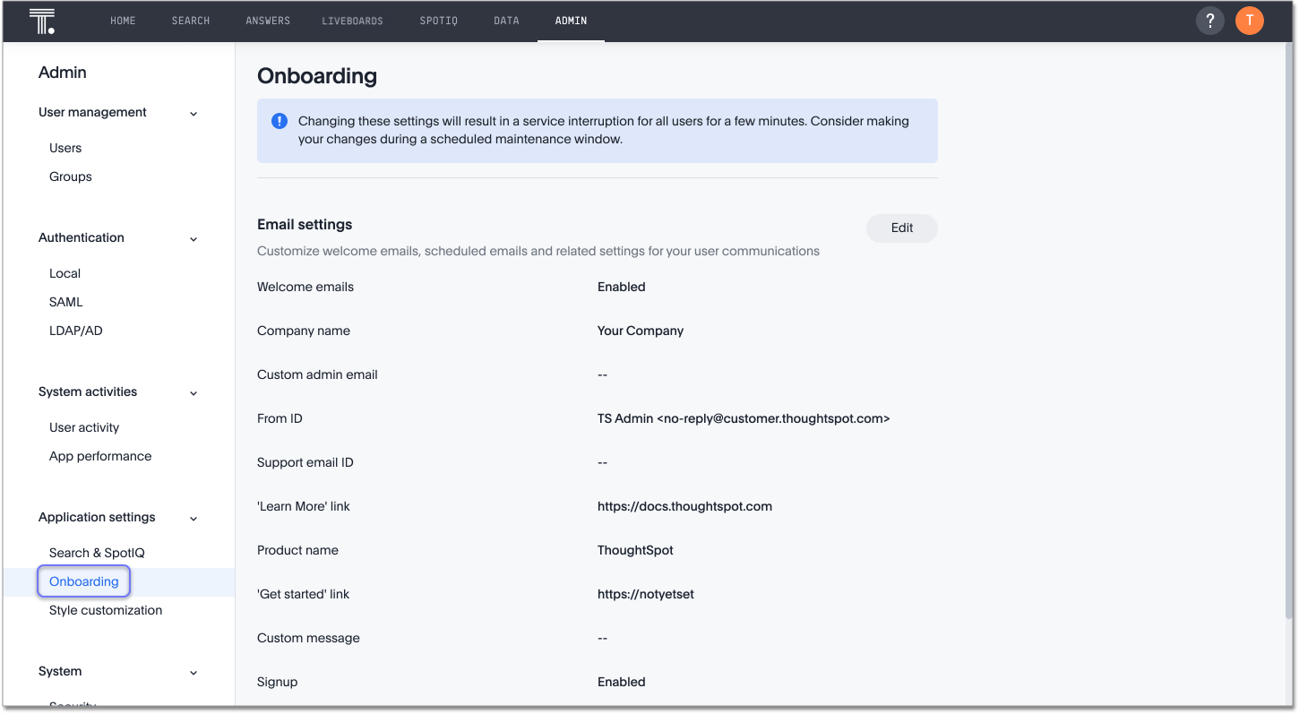 Admin portal email and onboarding