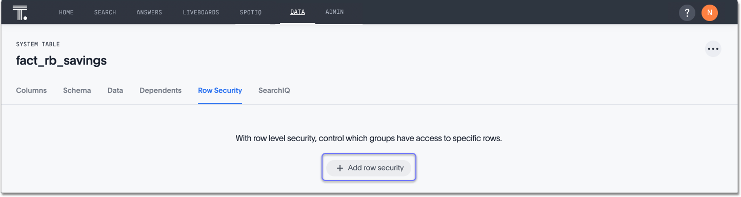 Click + add row security