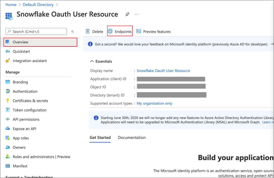 The Overview > Endpoints page