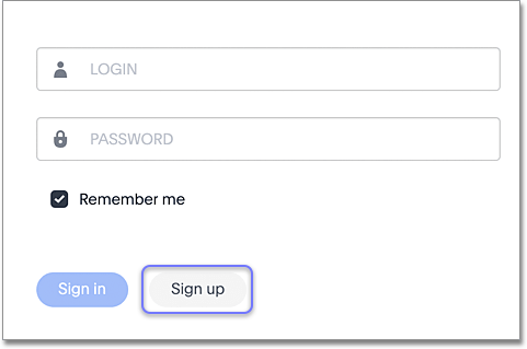 Sign up button in the ThoughtSpot login page