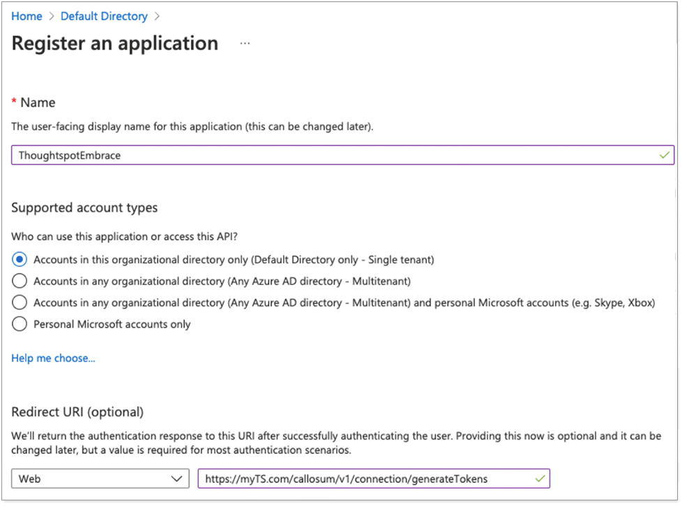 Register an application modal